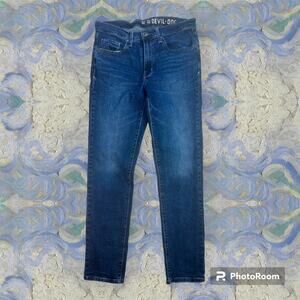 Devil Dog Men's 32x32 Dark Wash Slim Straight Fit Stretch Denim Jeans Everyday